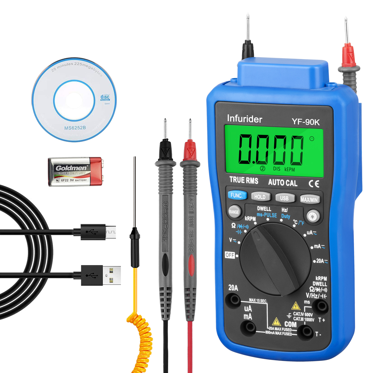 Logic Analyzer Usb - HoldPeak HP-90K Motoranalysator-Tester, Auto-Range-Auto-Diagnosetool mit Datenausgang