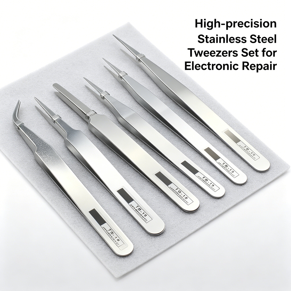 Diy Electronics Repair Kit - Antimagnetisches Pinzetten-Set aus Edelstahl, 6 Formen,