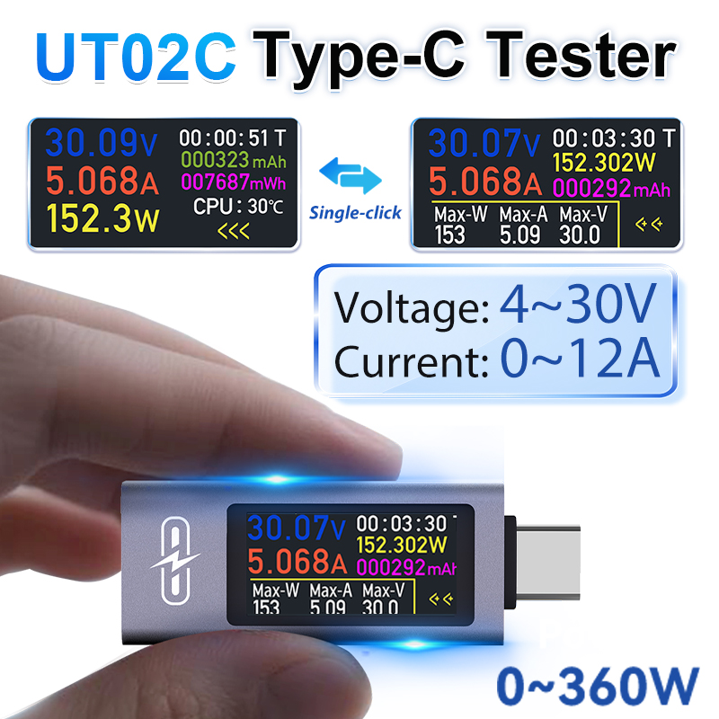 Logic Analyzer Usb - UT02C USB Farbdisplay Typ-C Tester Spannungsmesser