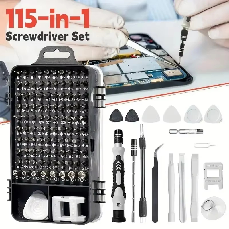 Diy Electronics Gadget - 115-in-1 Präzisions-Schraubendreher-Set mit Magnetbits - Elektronik-Reparatur-Werkzeugset