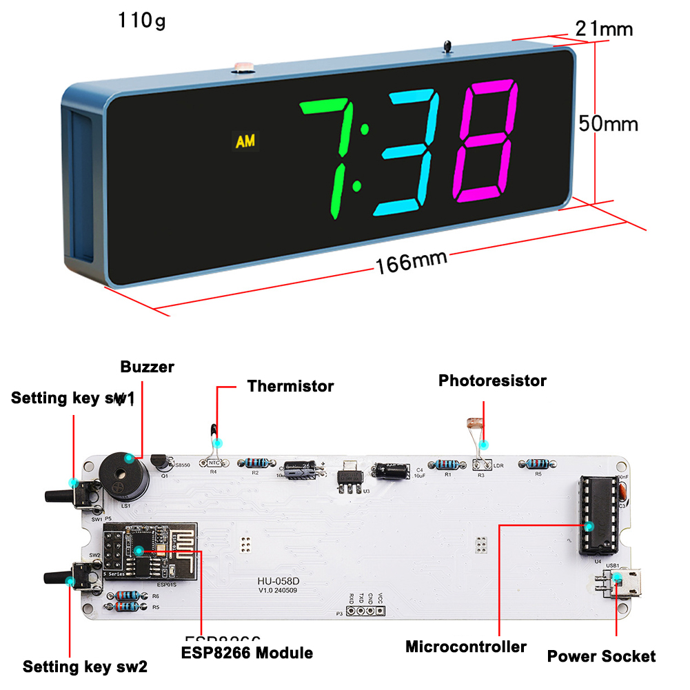 Esp8266 iot bunte wifi uhr kit – Diy Electronics Gadget Bewertung und Preis